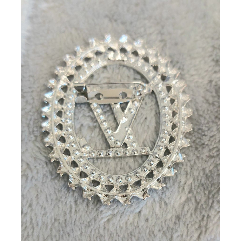 Oval frame Brooch with clear Rhinestone - Picture 2 of 2